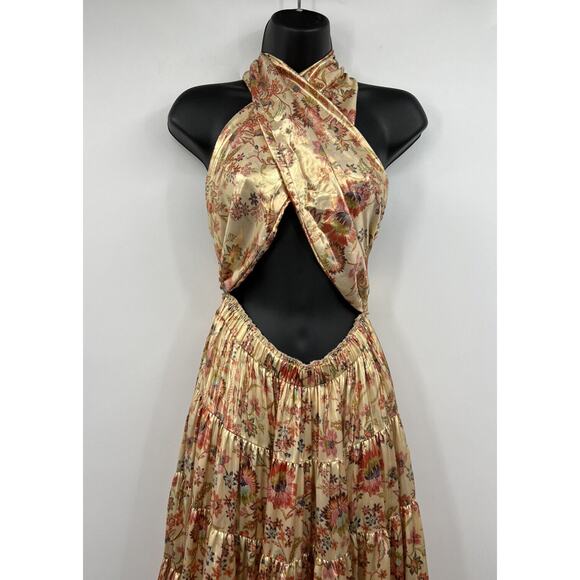 Free People Floral Midi Dress - Peach and Red - Picture 4 of 9